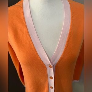 Talbots Tangerine Pink Button Down Girlfriend Cardigan Woman XS